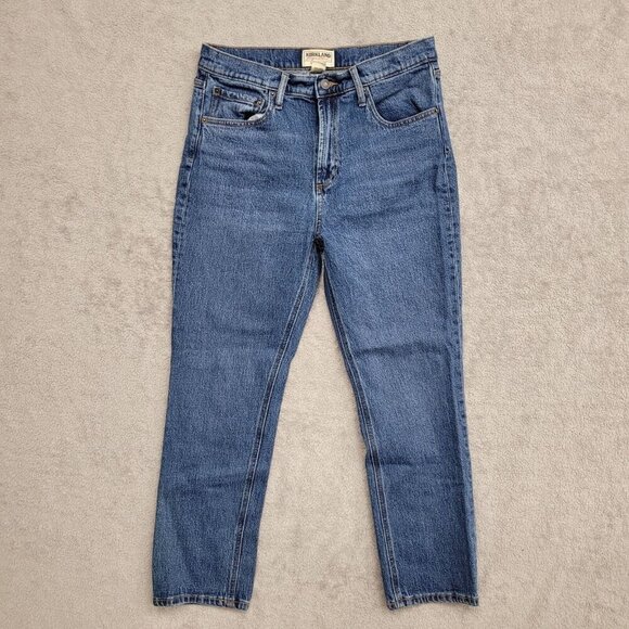 NWOT Kirkland Signature Womens 8 High-Rise Straight Fit Denim Jeans Blue Cotton - Picture 2 of 10